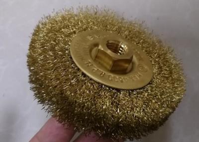 China Non Sparking Safe Work Brass Wire Wheel Brush 100MM X M14 Nut 100 % Brass Wire for sale