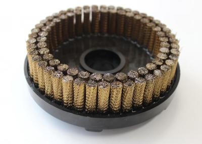 China Heavy Duty 150mm Diameter Knotted Brass Coated Steel Wire Disc Brush for sale