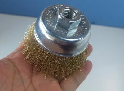 China Rotary Silver Color Bowl Crimped Wire Steel Cup Brush 75mm OD Fit Cleaning Welds en venta