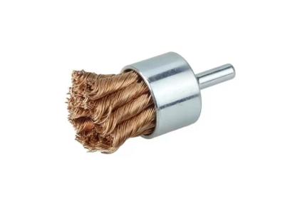 China Solid Shank Bronze Fill Wire Knot End Brush 28mm OD for Rust Paint Removal en venta