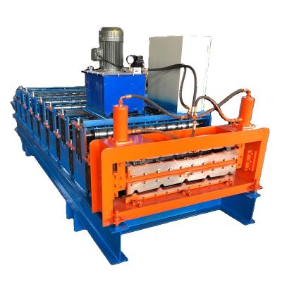 China Building Material Shops Two Layers Corrugated Blades Steel Glazed Tile Roll Forming Machine for sale