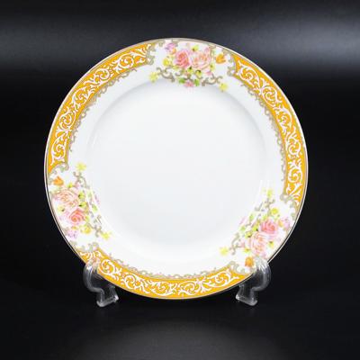 China Viable Bone China Dinnerware Charger Gold Rim Dinner Plate for sale