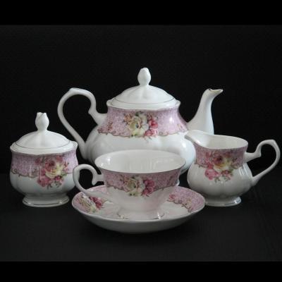 China Hot Sale Europe Style 15pcs Bone China Royal Stocked Coffee Set Gold Design for sale