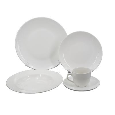 China New Shape Viable White Body Blow Supplier Bone China 16pcs Bone China Dinnerware Set for sale