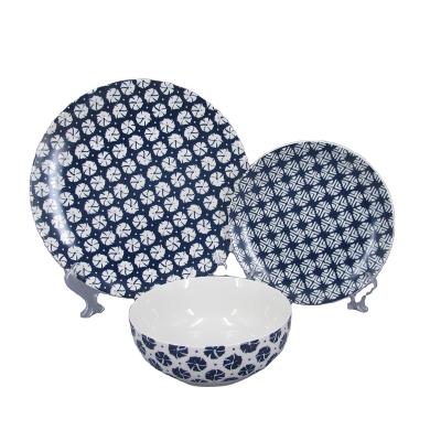 China Sustainable Cheap Stock Household Tableware Porcelain Print Dinner Set 12pcs Decal Painted Tableware for sale