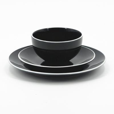 China 2022 Home Viable Customized Hot Selling Black Glazed Decor Dinnerware 16pcs Dinnerware Sets for sale