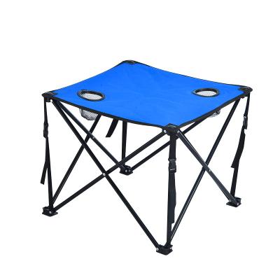 China Modern Folding Camping Table with Metal Frame Carry Case Included Side Table Convenient with 4 Mesh Cup Holders for sale