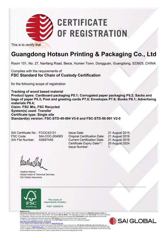 FSC - Guangdong Hotsun Printing & Packaging Co., Ltd.