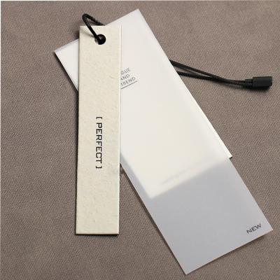 China High Sustainable Butter Paper Embossing Black Logo Customized Women's Apparel Hangtag for sale