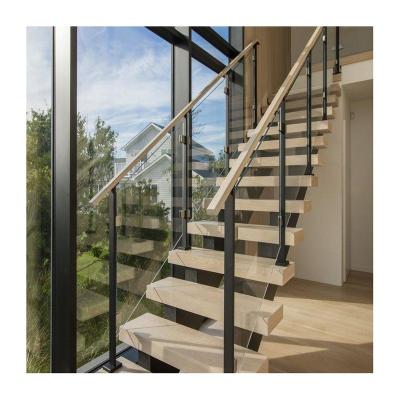 China Modern Customize Modern Prefab Glass Staircase / Staircase With Stainless Steel Glass Balustrade for sale