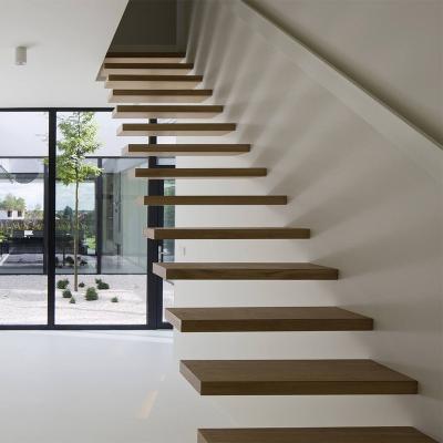 China Modern Modern Staircases Floating Wood Tread Hidden By Modern Stringer Design for sale