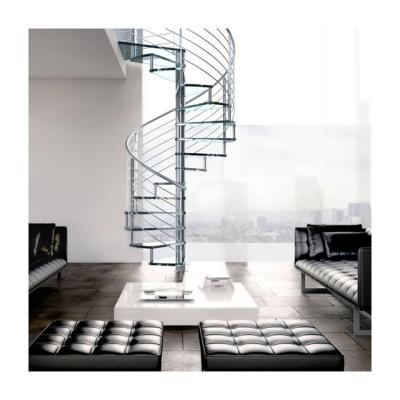 China Modern Apartment Security Laminated Tempered Glass Spiral Staircase For Indoor for sale