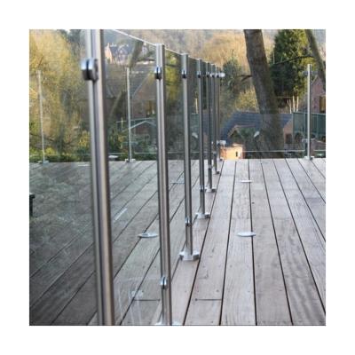 China Contemporary Framed Tempered Glass Railings / Stainless Steel Round Railings Post For Balcony for sale