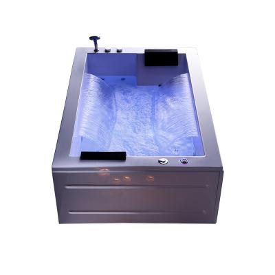 China New Arrival 2 Sides Hot Tub 2 Sides Waterfall Massage Whirlpool Luxury Colorful Luxury Double Side Bathtub Skirted Hot Tub (Left Skirt) for sale