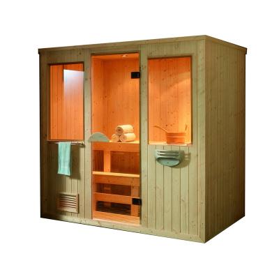 China With Transom Windows Bathroom Ware Sanitary Sauna Room For 3-4 Person , Finland Wood With Stove for sale