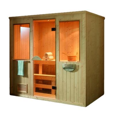 China With Transom Windows Customized Wooden Sauna Room For 3-4 Person With Traditional Heater Stone for sale