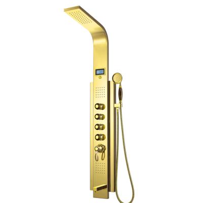 China With sliding bar hot sale gold color shower panel /shower column with temperature display for sale