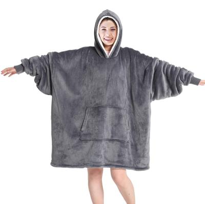 China Winter Anti-pilling Sherpa Warm Oversized Covering Sweatshirt With Hood Pocket And Sleeves for sale