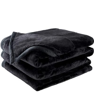 China Simple Black Color Soft Flannel Fleece Blanket Eco - Friendly Used In Many Ways for sale