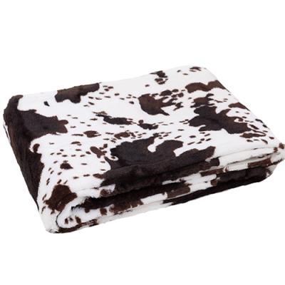 China Double Layer Eco - Friendly Cow Printed Faux Fur Fleece Blanket for sale