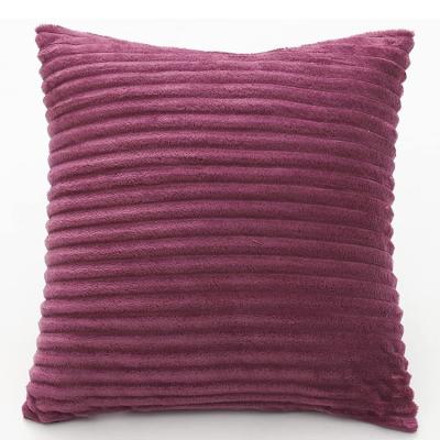 China 2021 Eco - Friendly Flannel Promotional Soft Comfortable Solid Striped Square Pillow For Home Sofa for sale