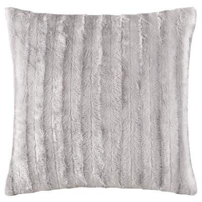 China Eco-Friendly Gray Striped Luxury Faux Fur Square Premium Soft Comfortable Throw Pillow for sale