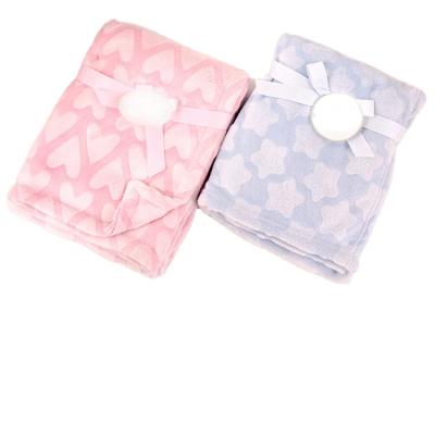 China Super Soft Double Layer Anti-pilling Emboss Thick Knitted Flannel Fleece Baby Blanket for sale