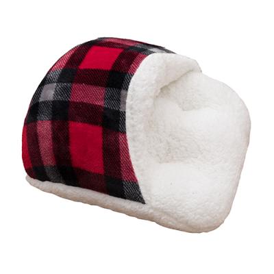 China Home Check Classic Red Sherpa Two Feet Warm Indoor Slipper for sale