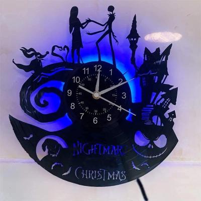 China Factory Direct Antique Style Nightmare Before Christmas Gift Unique Vinyl Record Wall Clock for sale