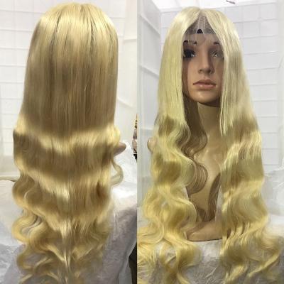 China Glueless Brazilian Blonde Lace Front Wig, 30 Inches Natural Preplucked Virgin Silky Straight Full Hair Wig For Black Women for sale