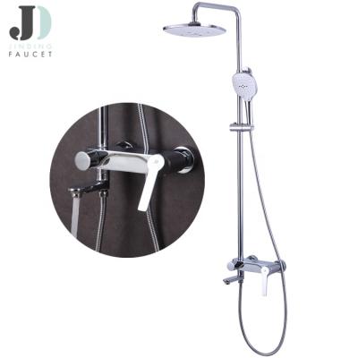 China Brass Wall Mounted Slide Bar Kaiping Quality Bathroom Shower Faucet Set With Hand Shower for sale