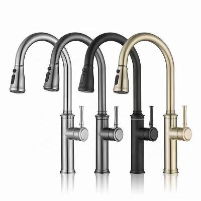 China Contemporary Single Handle Pull Down Kitchen Faucet 17 Inch Stain Free Stainless Steel Kitchen Faucet for sale