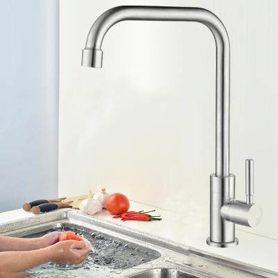 China Contemporary Brushed Nickel Flexible Cold Water Sink Tap 304 Stainless Steel Kitchen Faucet Mixer Finishing for sale