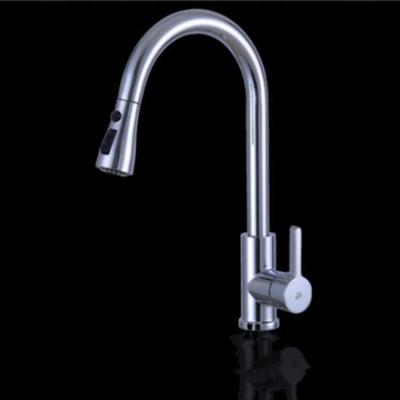 China Modern Hot Cold Water Faucet 360 Rotation Two Function Water Outlet Pull Out Health Kitchen Zinc Faucet for sale