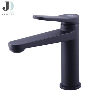 China Single Lever Hot Metered 25mm Matta Black Cold Water Basin Faucet Mixer Taps For Bathroom for sale