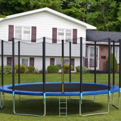 China Jumping Zone 12ft Outdoor Fitness Foldable Trampoline With Safety Fence Net And Ladder Jumping Trampoline for sale