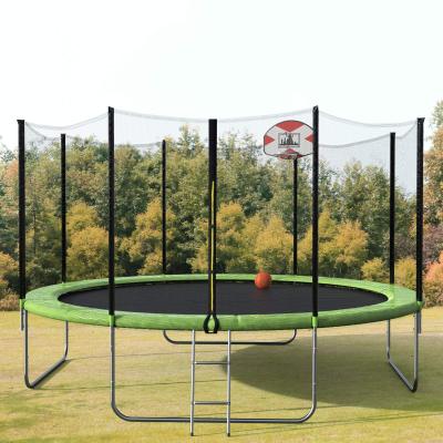 China Trampoline Jumping Jumping Zone Bed With Safety Net Bungee Big Kids Double Protection Garden Trampoline for sale