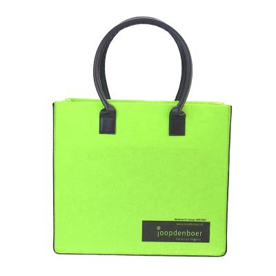 China Cheap Fashion Shoulder Handled Hand Felt Shopping Tote Bag With Leather Handle Wholesale for sale