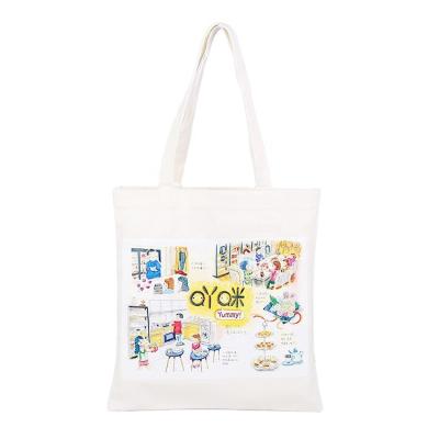 China Custom Printed Eco Handled Canvas Bag With Zipper For Women Girls Canvas Tote Shoulder Bag With Zipper for sale