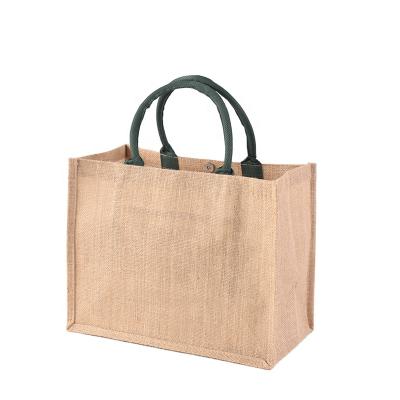 China High Quality Natural Gift Handled Burlap Jute Tote Shopping Bags Jute Bags Gift for sale