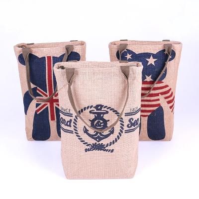 China Handled Logo Jute Bag Custom Shopping With Zipper for sale