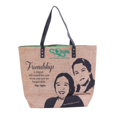 China Custom Handled Logo Eco Friendly Jute Bag OEM Customized Printing Tote Bag With Inner Lamination for sale