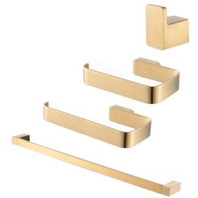 China With Hook Noble Series 4 Pieces Bathroom Sets Brass Towel Rack Paper Holder Gold Bathroom Accessories Set for sale