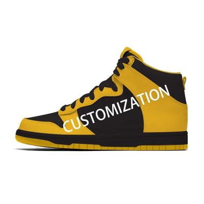 China Hot Selling Durable Custom Made Sneakers SB High Quality Genuine Leather High Dip Customized Men Basketball Skate Board Shoes for sale