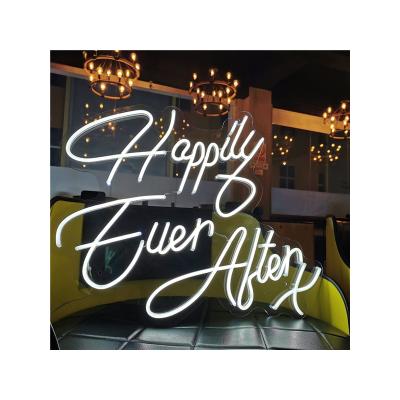 China NEW OUTDOOR STORE Letter Wedding Led Neon Signs Happy Forever Led Neon Flex Sign With Acrylic Backdrop for sale