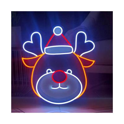 China OUTSIDE STORE Customs Lead Wire Deer Merry Christmas Neon Light Signage Happy New Year Bar Decor Custom Neon Signs for sale