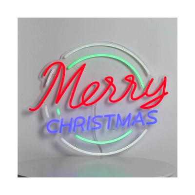 China OUTDOOR STORE Merry Christmas Letters Christmas Decoration Custom Hanging Neon Light Letters for sale