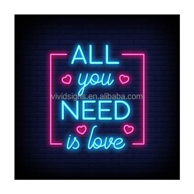 China Wedding Neon Decor Cheap Price Wedding Art All You Need Is High Grade Custom Glass Love Neon Sign No MOQ Flag Neon Sign for sale