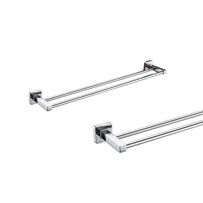 China Modern Bathroom Towel Bar Rack Parts With Double Shelf Rack Towel Rail For Wall Mounted Bathroom for sale