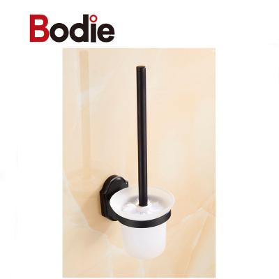 China Modern Aluminum Alloy Toilet Brush Holder Planting Black Bathroom Clean Brush Holder for sale